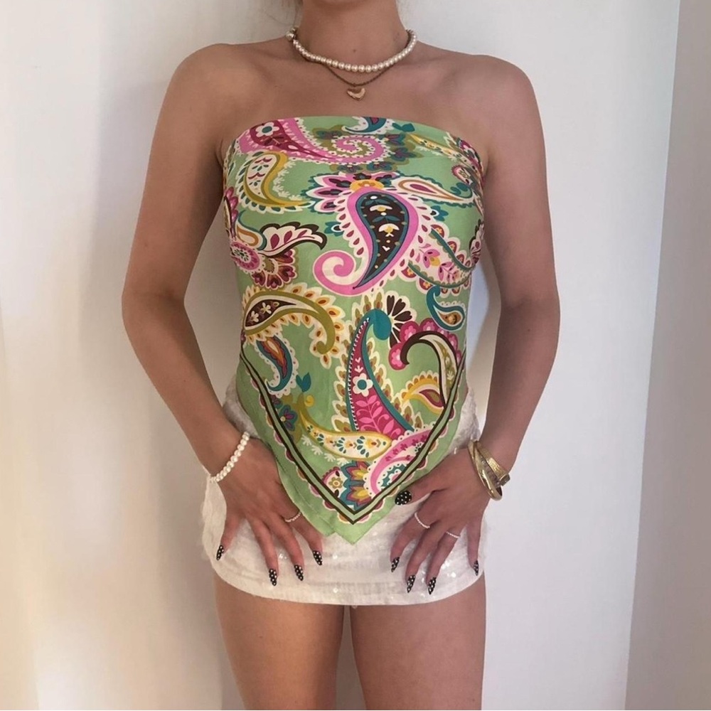 Paisley Strapless Top - Multicolor